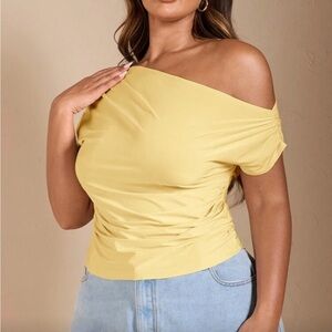 SHEIN Yellow Off-Shoulder Blouse